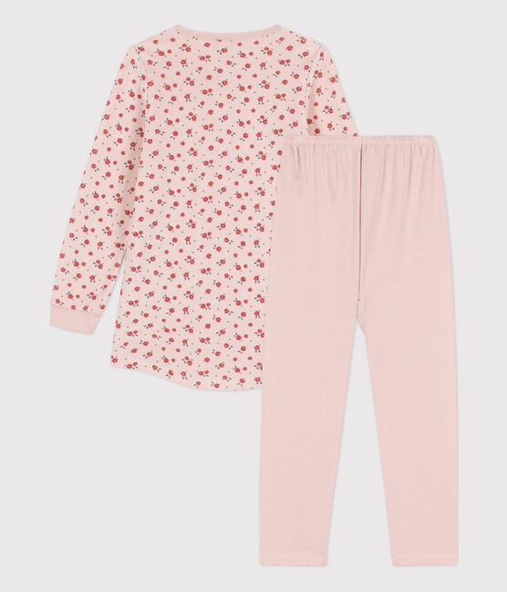 Camicia da notte e leggings a fiori in ciniglia e cotone per bimbe rosa SALINE/bianco MULTICO