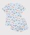 Pigiama corto in cotone con stampa fosforescente bambino blu/multicolore