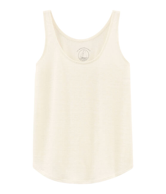 Canottiera in lino donna bianco MARSHMALLOW