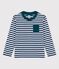T-shirt bambino a maniche lunghe in cotone blu MEDIEVAL/bianco MARSHMALLOW