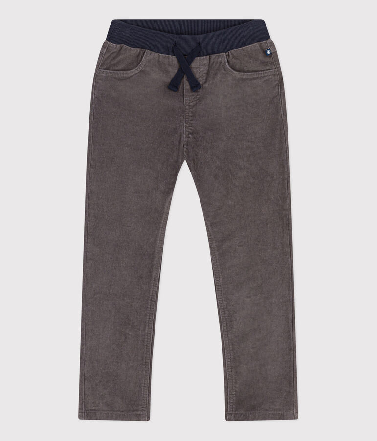 Pantaloni dritti in velluto medio bambina / bambino grigio BONGRIS