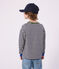 T-shirt a maniche lunghe in cotone a righe bambino blu SOIR/ MILK