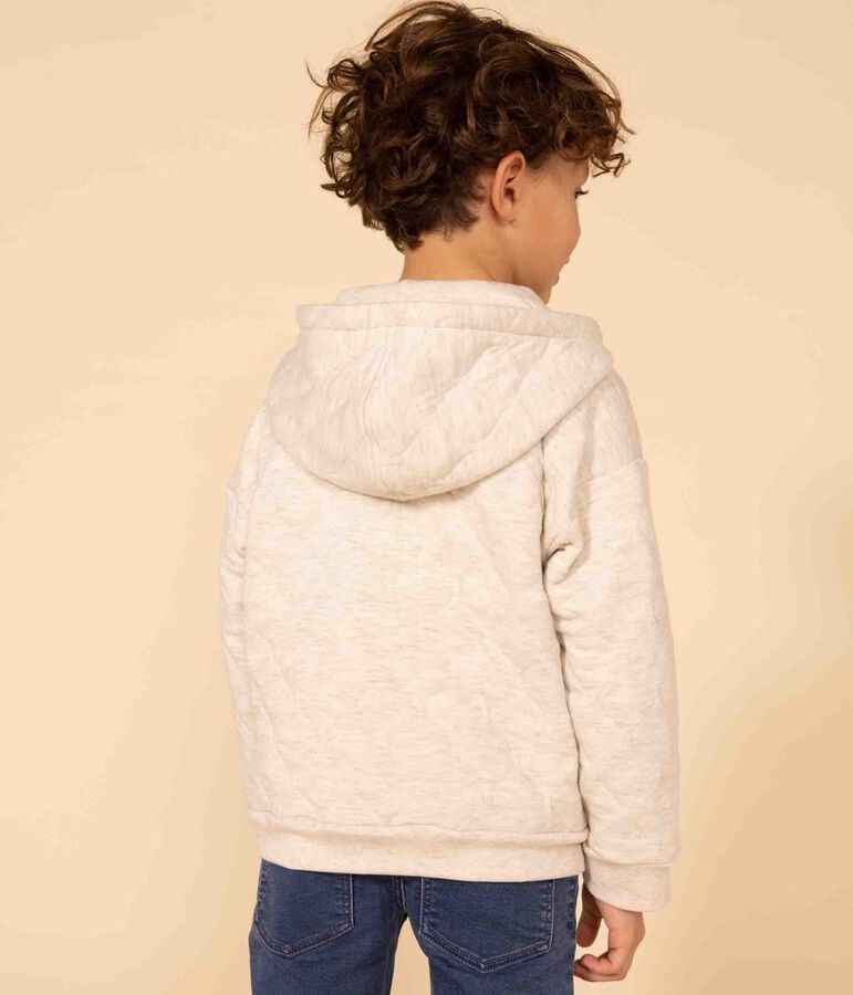 Felpa con zip e cappuccio in tubique trapuntato bambino unisex beige MONTELIMAR CHINE