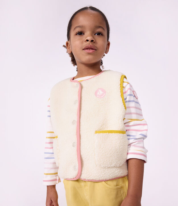 Gilet senza maniche in sherpa tinta unita bambino MILK