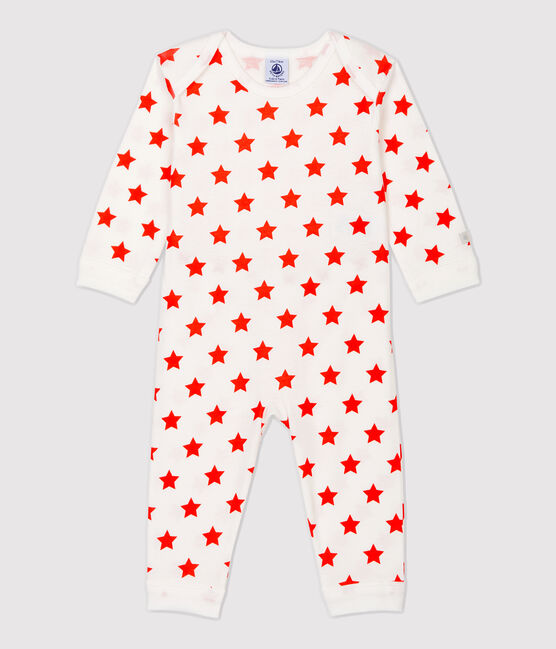 Tutina pigiama senza automatici a stelle bebé in cotone biologico TOURMALINE/ MARSHMALLOW