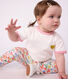 T-shirt a maniche corte in cotone tinta unita con stemma a cuore neonato