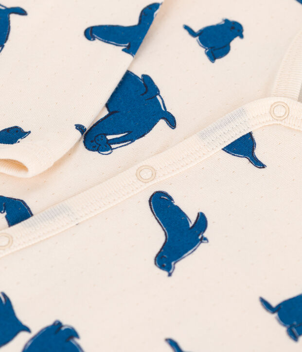 Pigiama in tubique con trichechi neonato ecru/multicolore