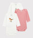 Confezione da 3 body a maniche lunghe bimba Petit Bateau x Deyrolle