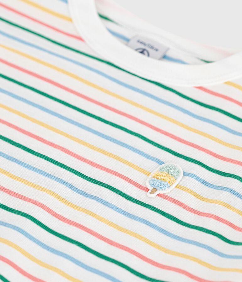 T-shirt a maniche corte in cotone a righe bambino bianco/multicolore