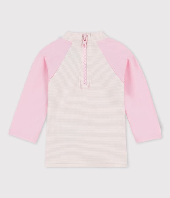 T-shirt anti-UV ecoresponsabile bebè femmina/maschio rosa MINOIS/bianco MARSHMALLOW