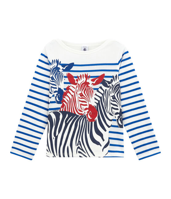 Maglia alla marinara da bambino con decorazioni creative bianco MARSHMALLOW/blu PERSE