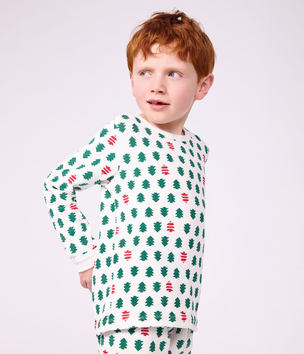 Pigiama in ciniglia stampata bambino bianco/multicolore