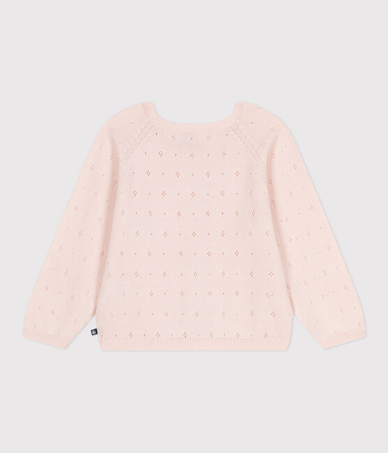 Cardigan in cotone a punto fantasia bambina rosa FLEUR