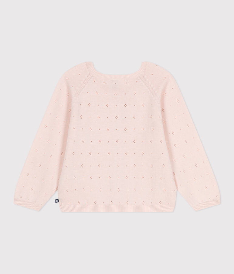 Cardigan in cotone a punto fantasia bambina rosa