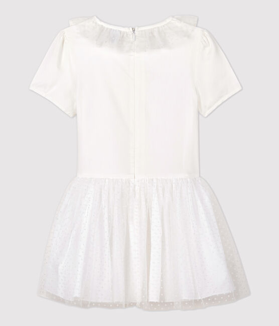 Abito da cerimonia in raso e tulle bambina bianco MARSHMALLOW