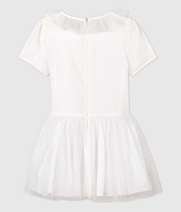 Abito da cerimonia in raso e tulle bambina bianco