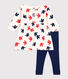 Abito a maniche lunghe in cotone e leggings con uccellini stampati neonato