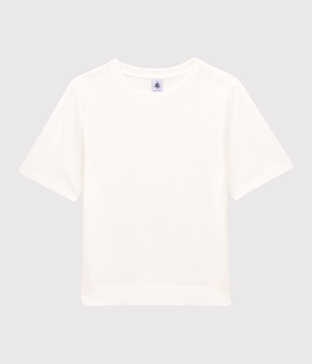 T-shirt TAGLIO BOXY IN TUBIQUE in cotone donna bianco
