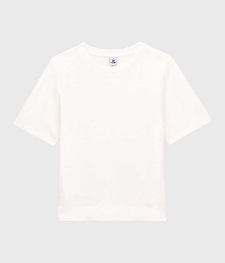 T-shirt TAGLIO BOXY IN TUBIQUE in cotone donna bianco