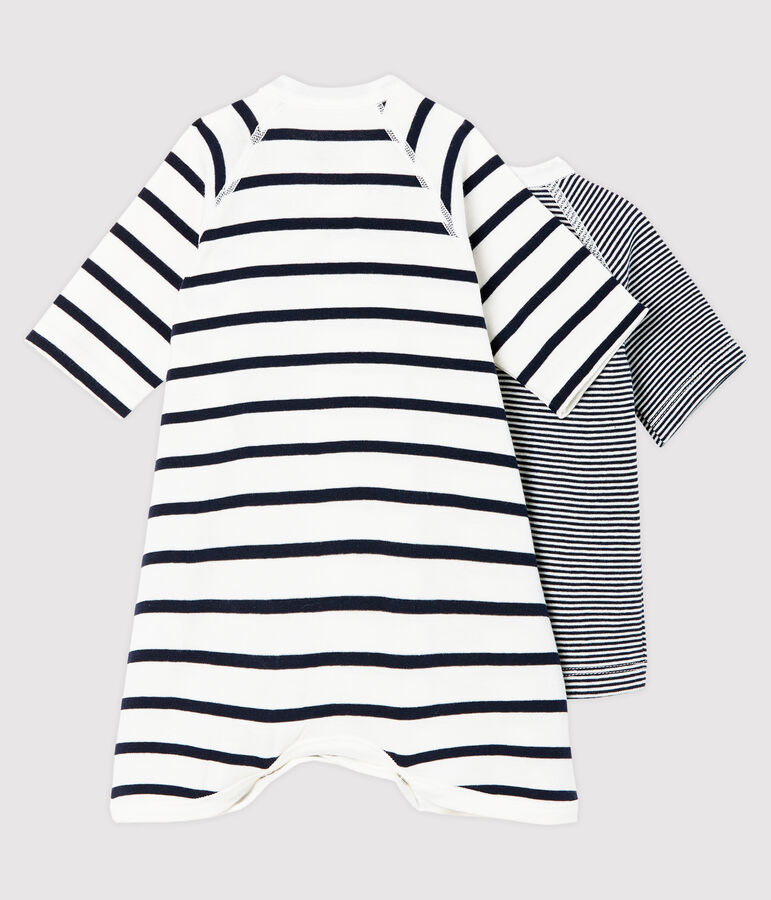 Confezione body kimono e brassi&egrave;re beb&egrave; a costina multicolore