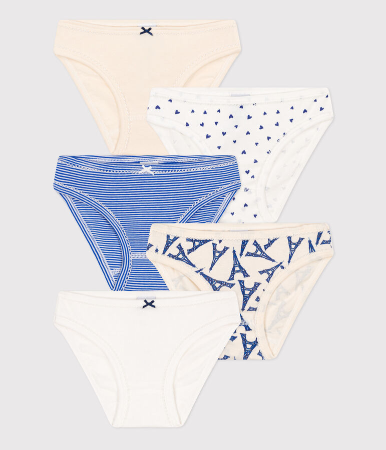 Confezione da 5 slip bambina fantasia Parigi in cotone multicolore