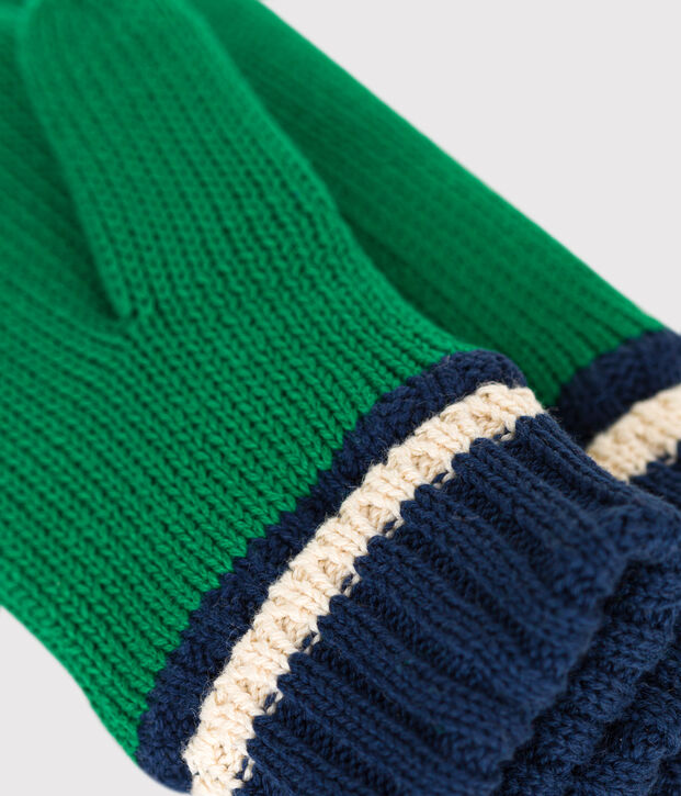 Muffole in maglia foderata in pile bambino verde/multicolore