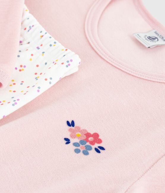 Camicia da notte e leggings bambina in ciniglia rosa JOLI/bianco MULTICO