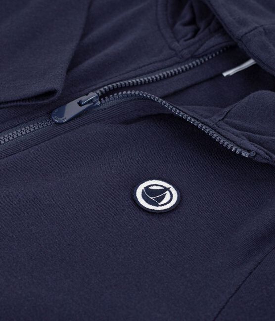 Felpa con cappuccio e cerniera in cotone bambino blu SMOKING