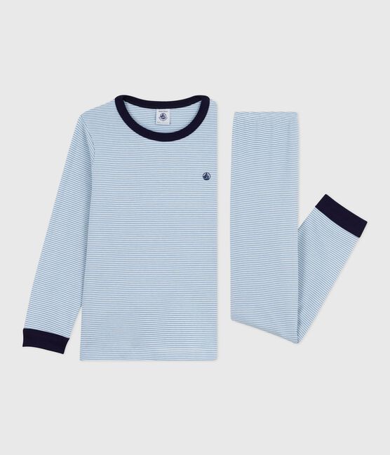 Pigiama in cotone a righe bambino ADRIATIC/ MARSHMALLOW