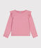 T-shirt bambina a costine a maniche lunghe rosa ROSELINE CHINE