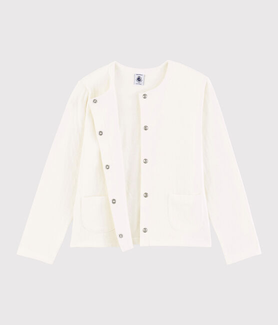 Cardigan in tubique bambina bianco MARSHMALLOW