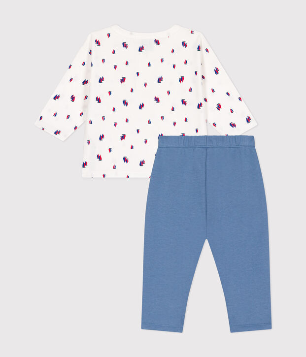 Set composto da salopette in tessuto felpato e T-shirt in cotone neonato multicolore