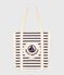 Borsa tote da adulti in tela a righe blu MARSHMALLOW/ SOIR