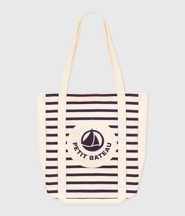 Borsa tote da adulti in tela a righe blu/blu