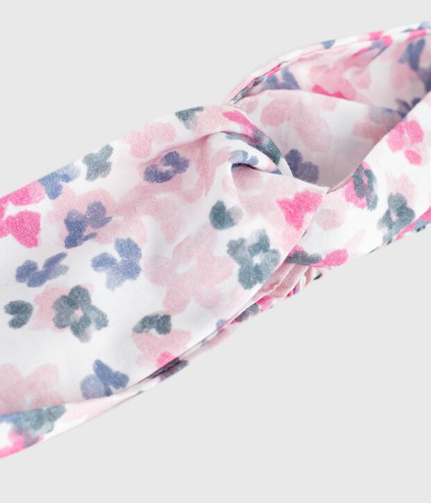 Fascia in popeline con stampa a fiori bambina ecru/multicolore