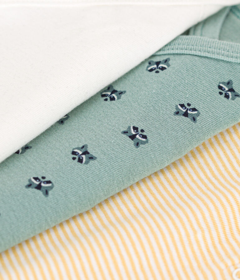 Set di 3 body incrociati a maniche lunghe in cotone neonato multicolore