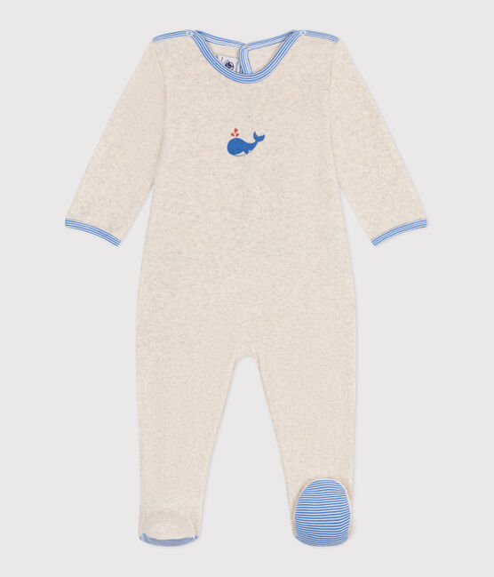 Pigiama in ciniglia con apertura sulla schiena neonato beige MONTELIMAR CHINE