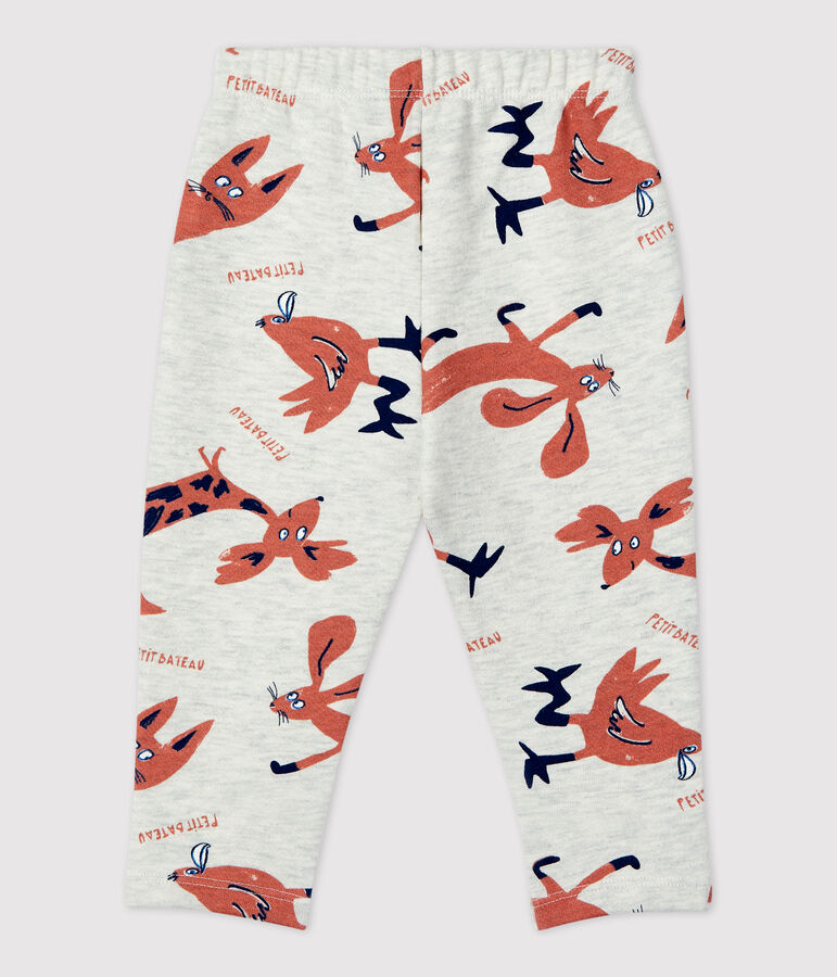 Pantaloni beb&egrave; in molleton fantasia animali beige/multicolore