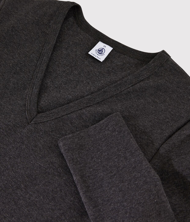 T-shirt iconica scollo a V donna grigio