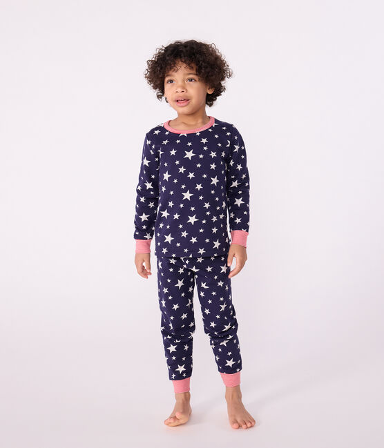 Pigiama in tessuto felpato con stelle stampate bambino blu SOIR/ MARSHMALLOW