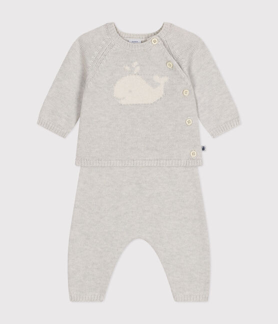 Completo 2 pezzi bebè in maglia di lana e cotone beige MONTELIMAR CHINE