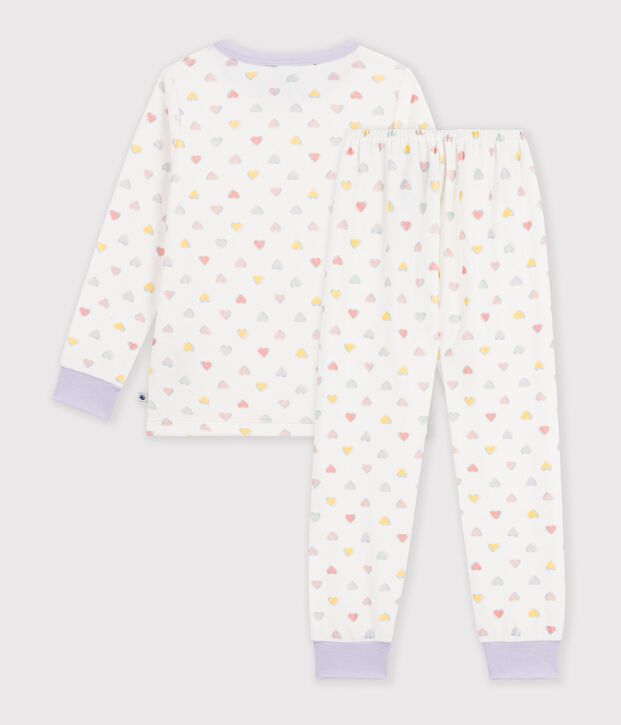 Pigiama in ciniglia a cuori bambino bianco/multicolore