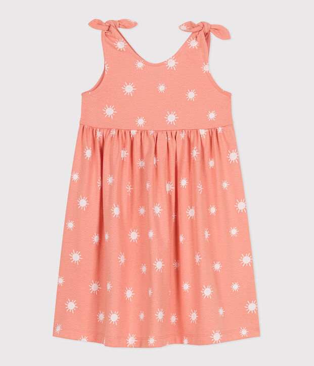 Abito senza maniche in cotone stampato bambina arancione/bianco