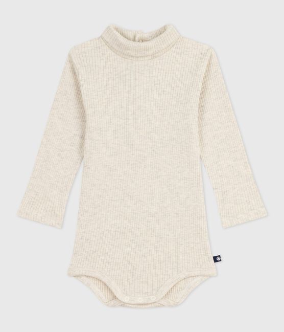 Body a dolcevita in cotone tinta unita neonato beige MONTELIMAR CHINE