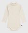 Body a dolcevita in cotone tinta unita neonato beige MONTELIMAR CHINE