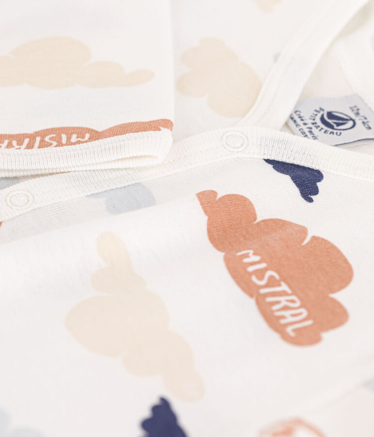 Tutina pigiama senza piedi in cotone stampato bianco/blu