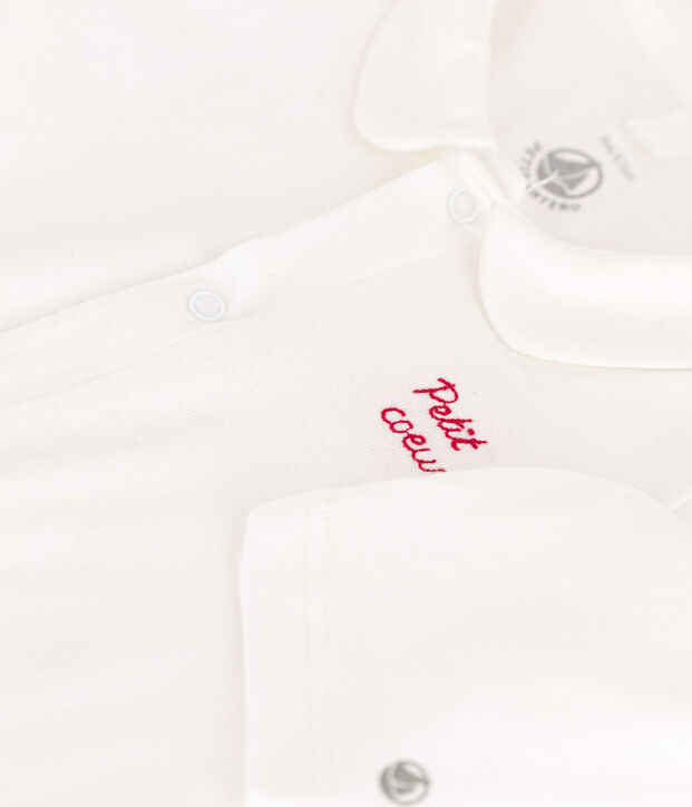 Pigiama in cotone motivo cuoricino bianco