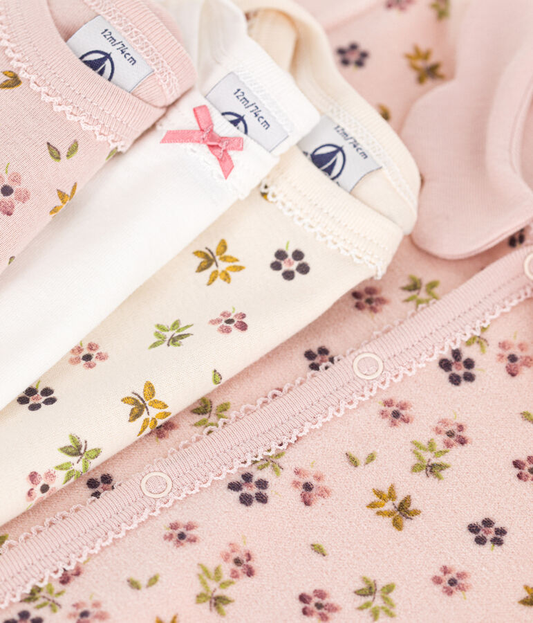 Set con pigiama e 3 body a fiori neonato multicolore