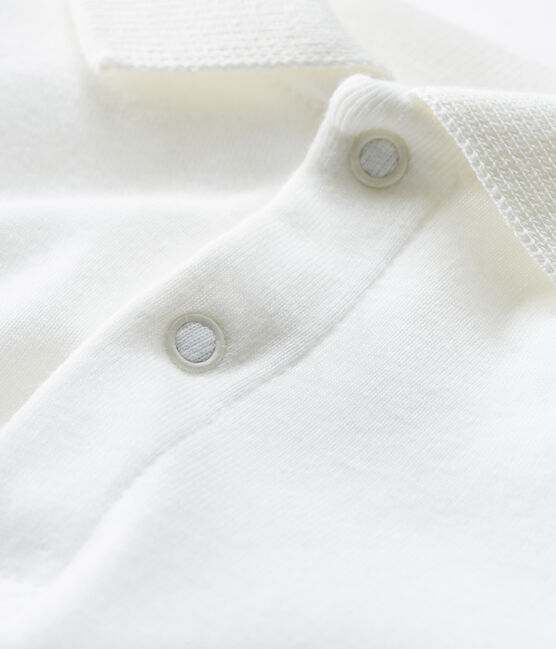 Body manica lunga bebè maschietto con colletto a polo bianco MARSHMALLOW