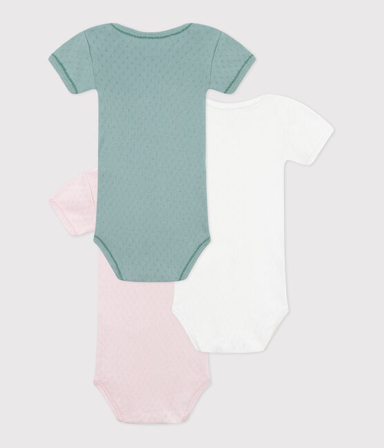 Set 3 body a maniche corte in cotone tinta unita neonato variante 1